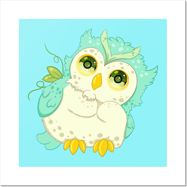 The little green owl- for Men or Women Kids Boys Girls love owl Wall Art by littlepiya
